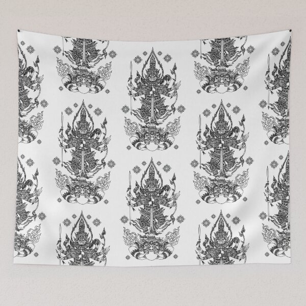Item preview, Thai Mythical Guardian Line Art | Ancient Ink Illustration designed and sold by Bspaces.