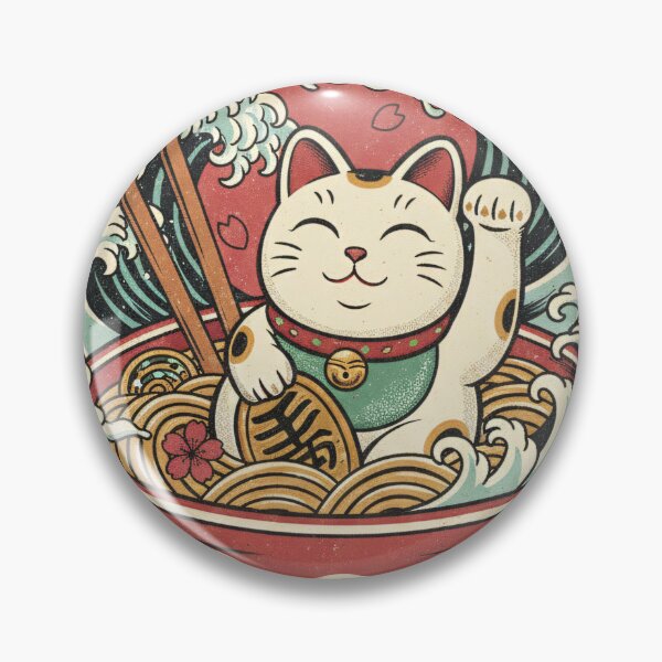 Item preview, Lucky Cat Ramen Noodle Wave - Maneki Neko Japanese Food Art designed and sold by AwesomeBeyondLimits.