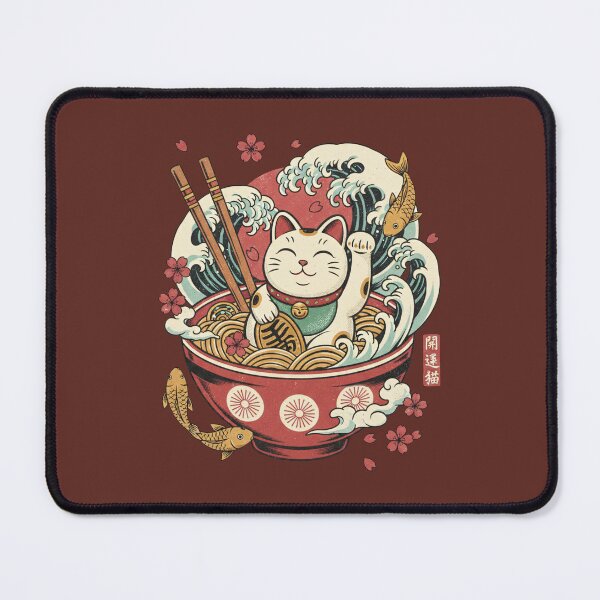 Item preview, Lucky Cat Ramen Noodle Wave - Maneki Neko Japanese Food Art designed and sold by AwesomeBeyondLimits.