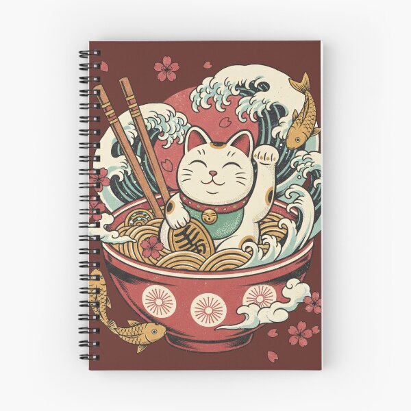 Item preview, Lucky Cat Ramen Noodle Wave - Maneki Neko Japanese Food Art designed and sold by AwesomeBeyondLimits.