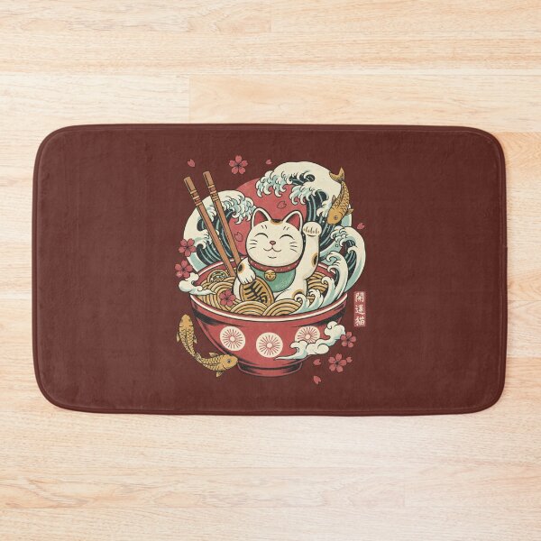 Item preview, Lucky Cat Ramen Noodle Wave - Maneki Neko Japanese Food Art designed and sold by AwesomeBeyondLimits.