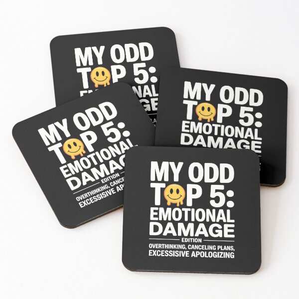 Item preview, My Odd Top 5 Emotional Damage Edition Melting Smiley Mental Health Humor Design designed and sold by SplashTastic.