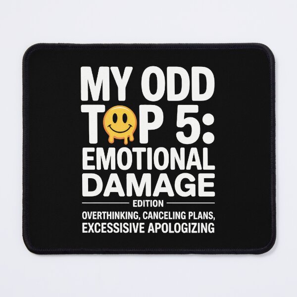 Item preview, My Odd Top 5 Emotional Damage Edition Melting Smiley Mental Health Humor Design designed and sold by SplashTastic.