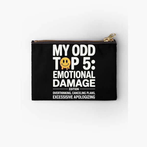Item preview, My Odd Top 5 Emotional Damage Edition Melting Smiley Mental Health Humor Design designed and sold by SplashTastic.