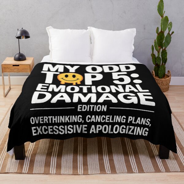 Item preview, My Odd Top 5 Emotional Damage Edition Melting Smiley Mental Health Humor Design designed and sold by SplashTastic.