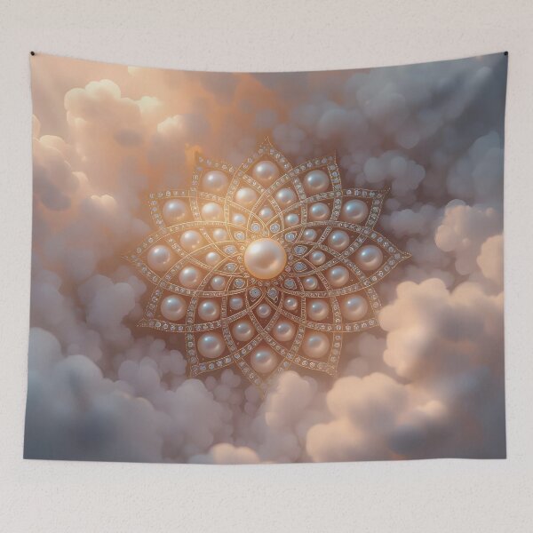 Item preview, Flower Motif Pearls Brooch Jewelry & Clouds (image size 8320x12480) designed and sold by Digital-Davinci.