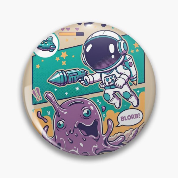 Item preview, Cosmic Adventure Astro Fight - Retro Astronaut vs. Slime Monster designed and sold by AwesomeBeyondLimits.