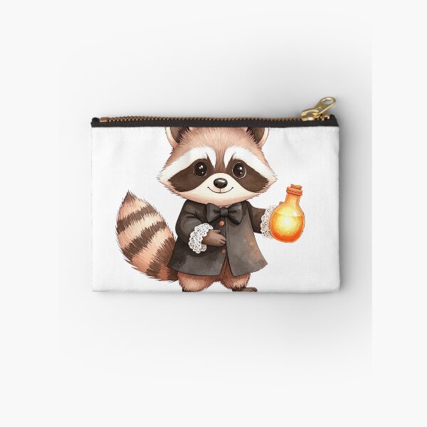 Item preview, Charming Raccoon Alchemist Holds Glowing Potion Bottle Illustration designed and sold by takeng07.