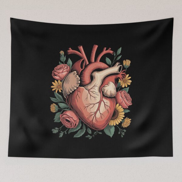 Item preview, Realistic Anatomical Heart with Flowers Cardiology Cardiac designed and sold by SnackPAC.