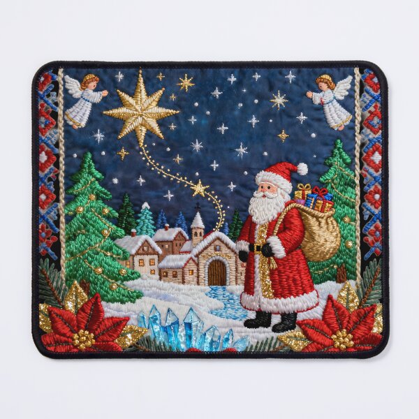 Item preview, Romanian Embroidery Christmas Scene with Santa and Angels designed and sold by Maximilianos.