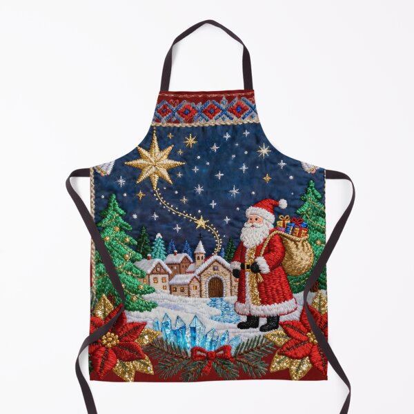 Item preview, Romanian Embroidery Christmas Scene with Santa and Angels designed and sold by Maximilianos.
