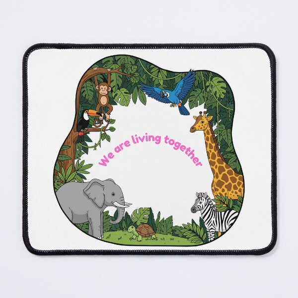 Item preview, We Are Living Together – Jungle Animal Harmony, Jungle Friends United, Wildlife Friendship Circle, One Jungle, One Family designed and sold by GDbanners.