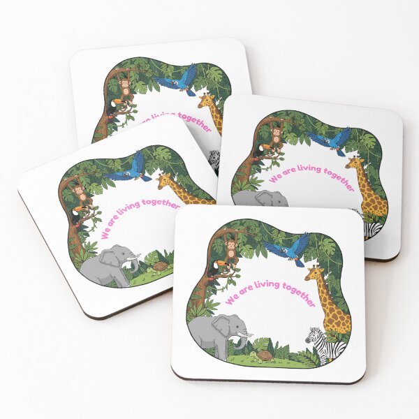 Item preview, We Are Living Together – Jungle Animal Harmony, Jungle Friends United, Wildlife Friendship Circle,  One Jungle, One Family designed and sold by GDbanners.
