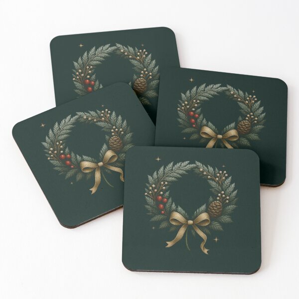Item preview, Winter Botanical Wreath – Frosted Fern, Pinecone & Golden Ribbon Illustration designed and sold by MalgoRys.