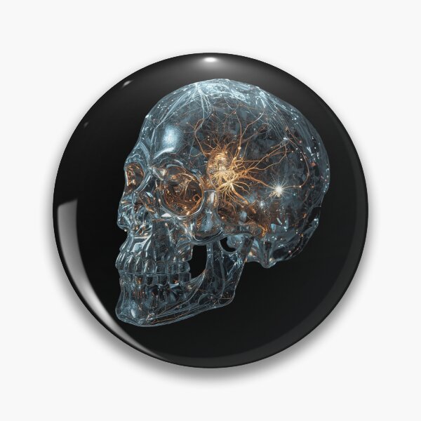 Item preview, Futuristic Glass Skull with Neural Light Network – Cyberpunk Digital Art designed and sold by PLUSHIWORLDtm.