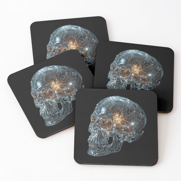 Item preview, Futuristic Glass Skull with Neural Light Network – Cyberpunk Digital Art designed and sold by PLUSHIWORLDtm.