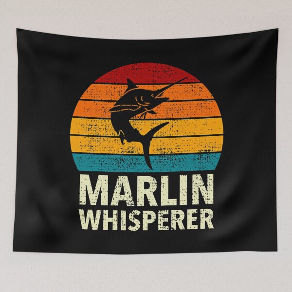 Item preview, Blue Swordfish Marlin Whisperer Sport Sea Fishing Retro designed and sold by LauraLydiaa.