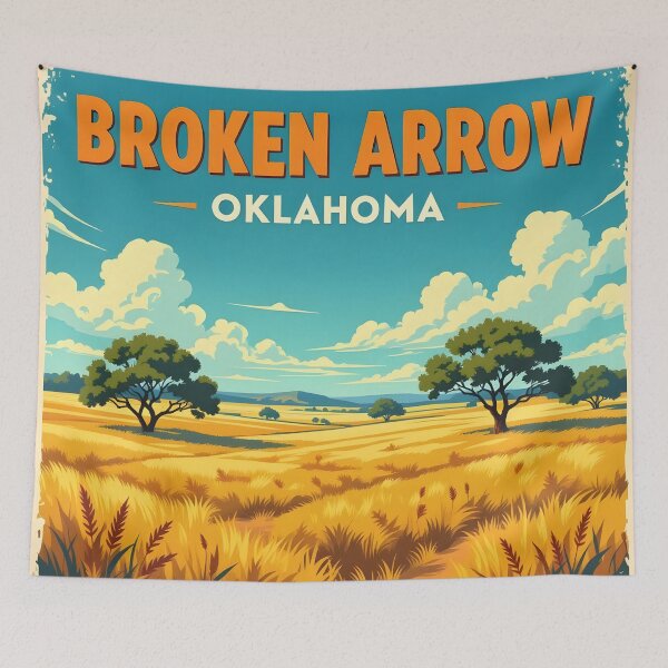 Item preview, Broken Arrow, Oklahoma: Vintage-Style Painterly Travel Poster designed and sold by LSVart.