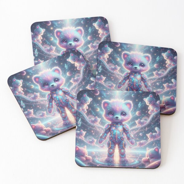 Item preview, Cosmic Cyber Kitty – Adorable Futuristic Cat in Neon Galaxy Armor designed and sold by PLUSHIWORLDtm.