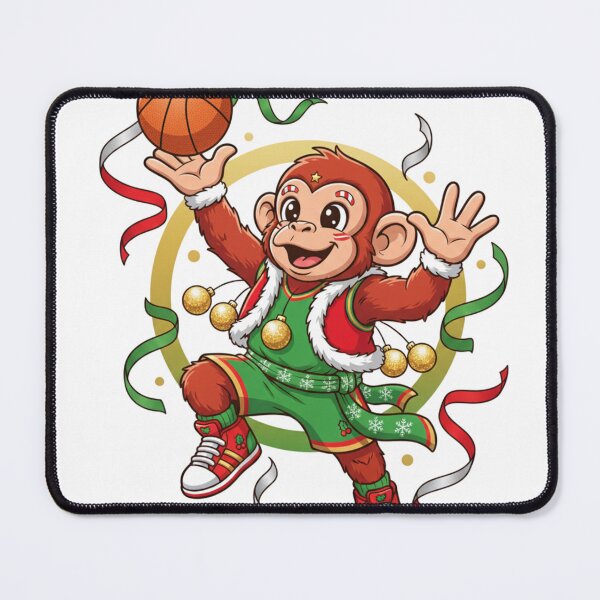 Item preview, Cute Xmas Monkey Basketball Player - Holiday Layup Cartoon designed and sold by MoBoCH.