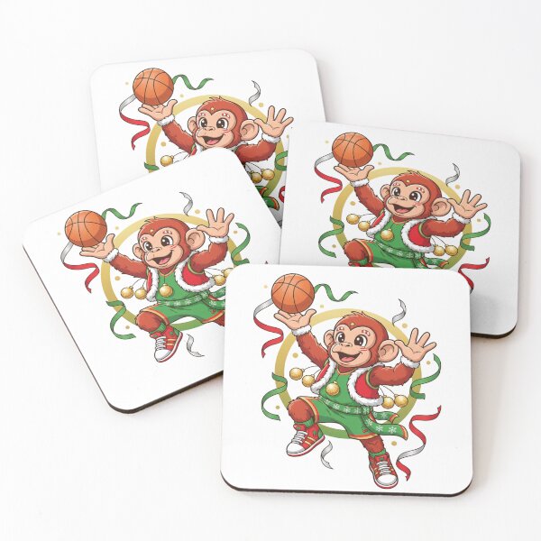 Item preview, Cute Xmas Monkey Basketball Player - Holiday Layup Cartoon designed and sold by MoBoCH.