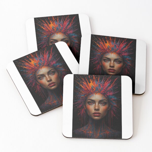 Item preview, Vibrant Splash Portrait – Bold Abstract Female Face with Neon Paint Explosion designed and sold by PLUSHIWORLDtm.