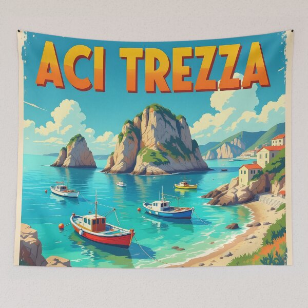 Item preview, Aci Trezza, Sicily: Vintage-Style Painterly Travel Poster designed and sold by LSVart.