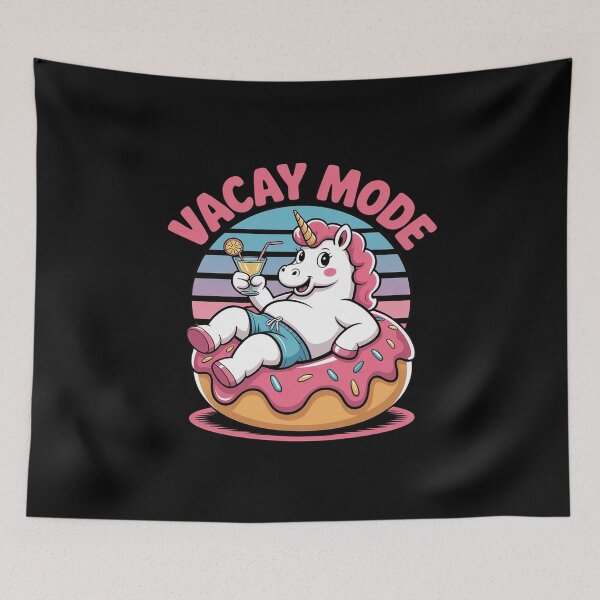 Item preview, Unicorn chillin on Donut in Vacay Mode  designed and sold by PowAcademy.