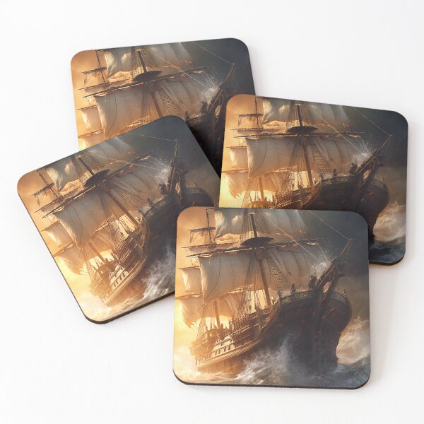 Item preview, Battling the Storm - Majestic Pirate Galleon on Rough Oceans designed and sold by Lamarcy.