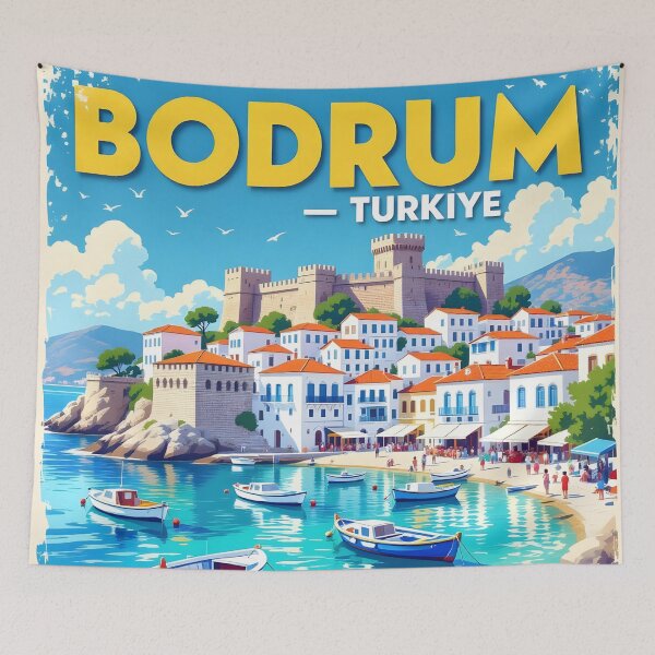 Item preview, Bodrum, Turkey: Vintage-Style Painterly Travel Poster designed and sold by LSVart.