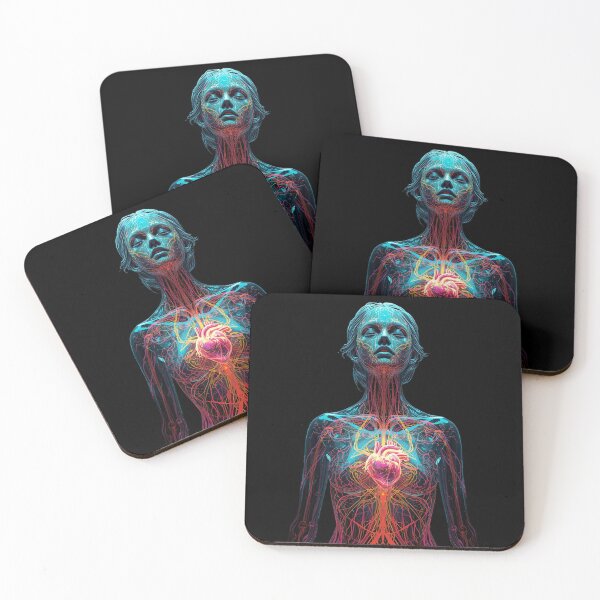 Item preview, Neon Heart Anatomy – Futuristic Human Body Art with Glowing Vessels designed and sold by PLUSHIWORLDtm.