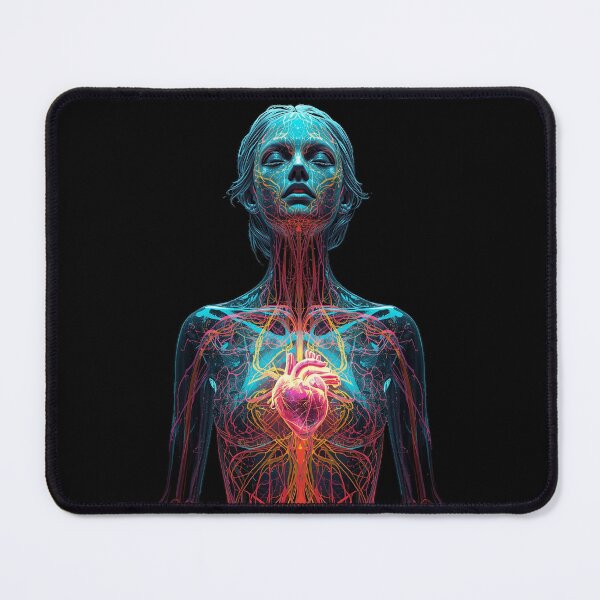 Item preview, Neon Heart Anatomy – Futuristic Human Body Art with Glowing Vessels designed and sold by PLUSHIWORLDtm.
