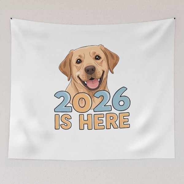 Item preview, Labrador Smile – Happy Puppy Saying 2026 Is Here designed and sold by MuniraWearify.
