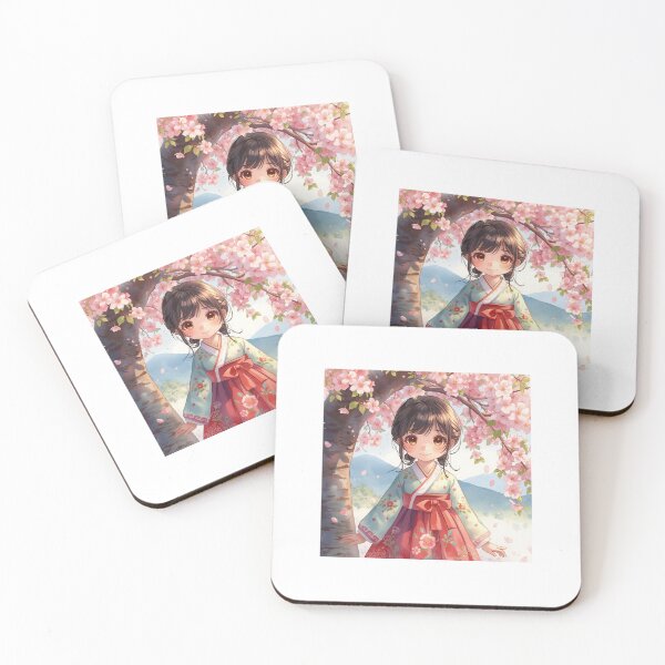 Item preview, Cute Korean Hanbok Girl Cherry Blossom Mt Fuji Spring designed and sold by CHALTH.