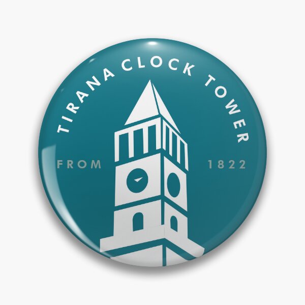 Item preview, Colorful Tirana Clock Tower Pin - Albania designed and sold by INTRIGUEprints.