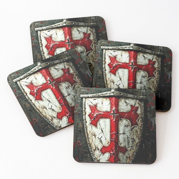 Item preview, Weathered Medieval Templar Knight Shield & Longsword Art designed and sold by Art's Diner.