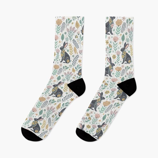 Item preview, Geometric Rabbits & Flowers Scatter designed and sold by Shuga-Design.