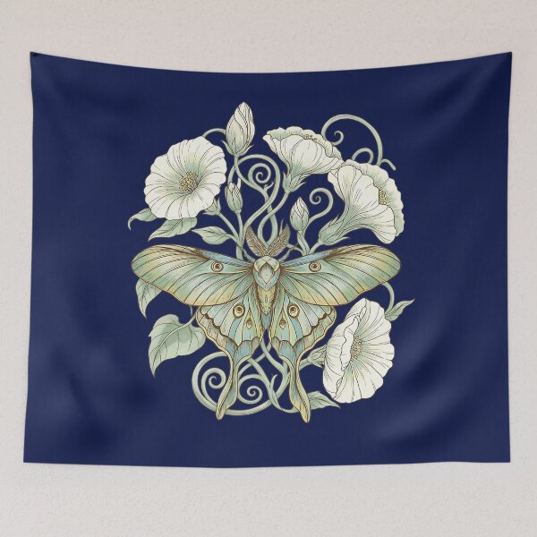 Item preview, Luna Moth with Pale Moonflowers Design designed and sold by BirdsnStuff.