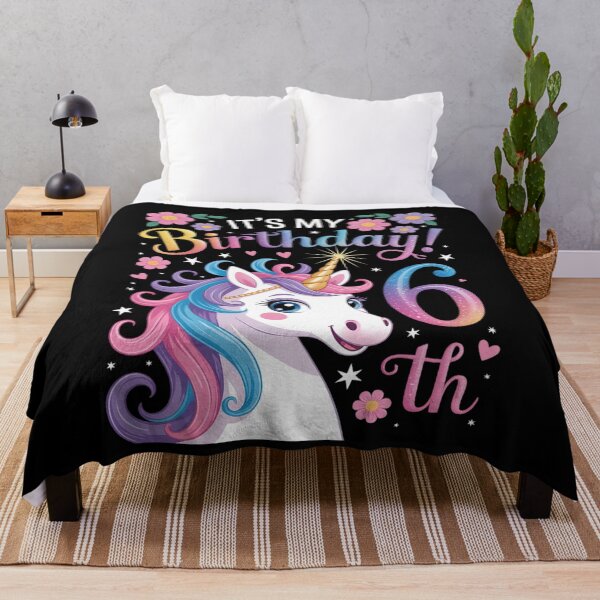 Item preview, 6 Year Old Its My 6th Birthday Cute Unicorn Kids Girls Teens designed and sold by InspiredFoul.