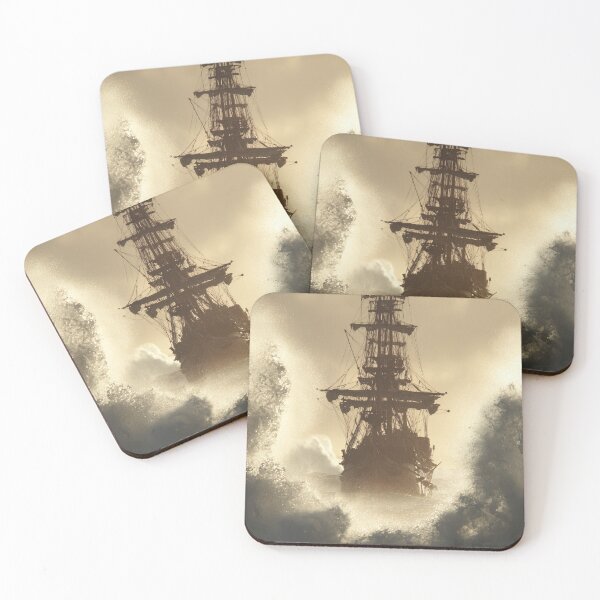 Item preview, Epic Tall Ship vs. Massive Waves - Golden Light Silhouette designed and sold by Lamarcy.