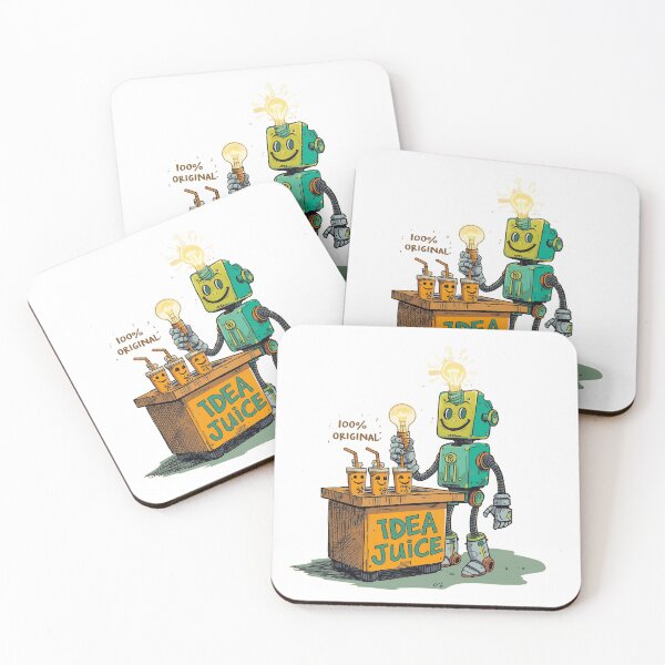 Item preview, Cute Retro Robot Serving Idea Juice – Original Cartoon Illustration designed and sold by PLUSHIWORLDtm.