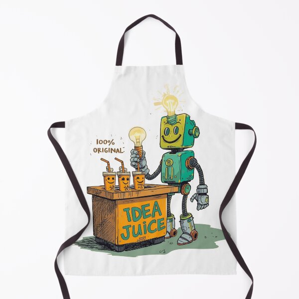 Item preview, Cute Retro Robot Serving Idea Juice – Original Cartoon Illustration designed and sold by PLUSHIWORLDtm.