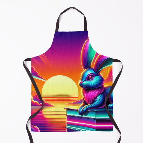 Item preview, Neon Rabbit on Books – Surreal Sunset Synthwave Art designed and sold by Dogandesighn.