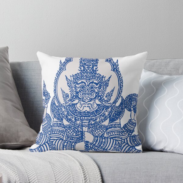 Item preview, BLUE Thai Mythical Guardian Line Art | Ancient Ink Illustration designed and sold by Bspaces.