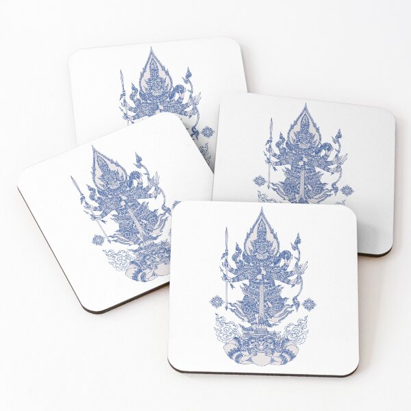 Item preview, BLUE Thai Mythical Guardian Line Art | Ancient Ink Illustration designed and sold by Bspaces.