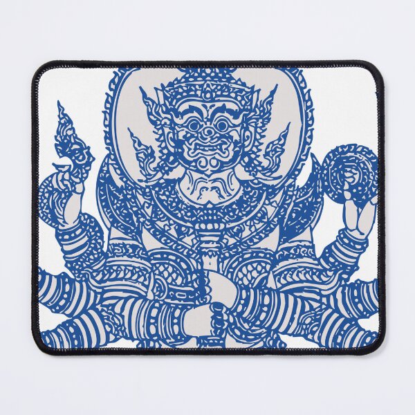 Item preview, BLUE Thai Mythical Guardian Line Art | Ancient Ink Illustration designed and sold by Bspaces.