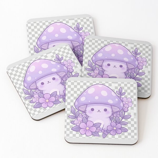 Item preview,  “Purple Kawaii Cat with Mushroom Nest Hat – Magical Plant Lover” designed and sold by Eman4design.