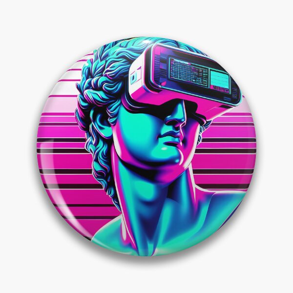 Artikelvorschau, Vaporwave-Statue mit VR-Headset, Cyberpunk-Neon entworfen und verkauft von oynipshop.