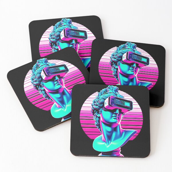 Item preview, Vaporwave Statue Wearing VR Headset Cyberpunk Neon designed and sold by oynipshop.
