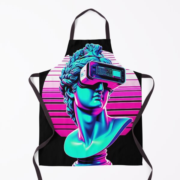 Item preview, Vaporwave Statue Wearing VR Headset Cyberpunk Neon designed and sold by oynipshop.
